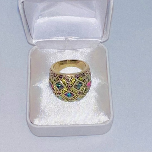 Heidi Daus statement cocktail ring multi color gems size 7 - Picture 1 of 4